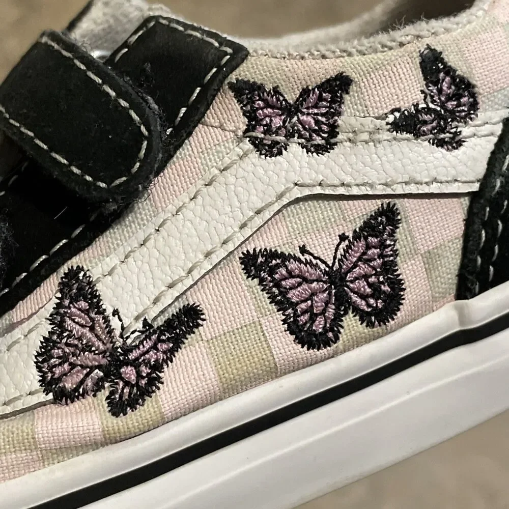 Vans Old Skool V Butterfly Skate Shoes Baby Toddler Size 8 Black Lilac Mist